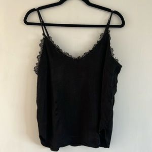 Silky tank with lace trim by Anthropologie | Size L | black